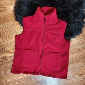 Hannah Burgundy Plush Reversible Sherpa Vest Women's Size L